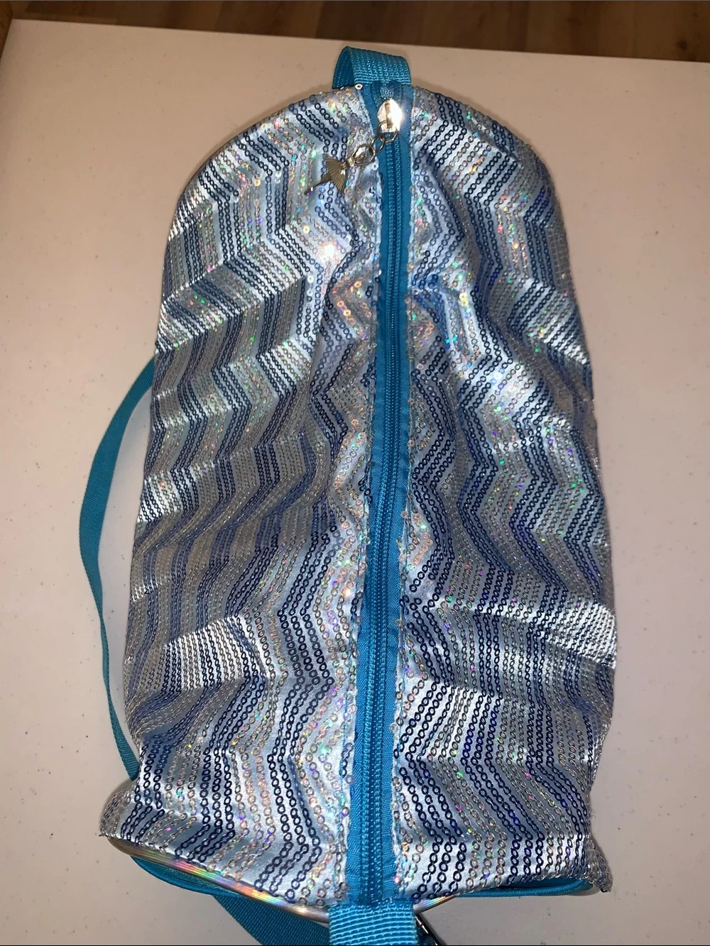 Blue sequin Capezio Chevron Barrel Bag all-over chevron-patterned DANCE